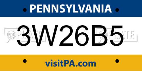 3W26B5 Pennsylvania License Plate