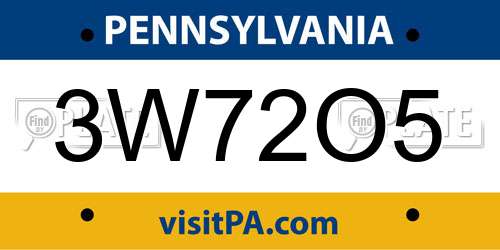 3W72O5 Pennsylvania License Plate
