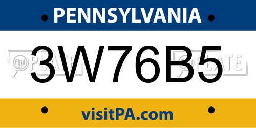 3W76B5 Pennsylvania License Plate