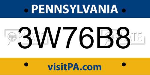 3W76B8 Pennsylvania License Plate