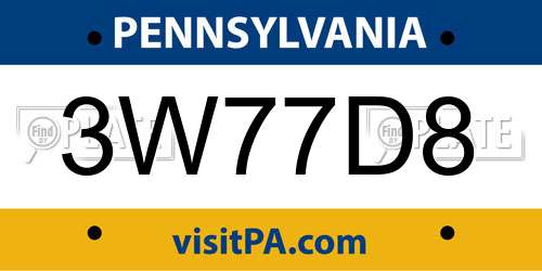 3W77D8 Pennsylvania License Plate