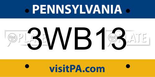 3WB13 Pennsylvania License Plate