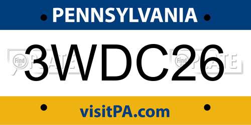 3WDC26 Pennsylvania License Plate