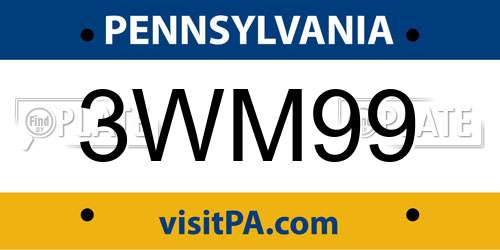 3WM99 Pennsylvania License Plate