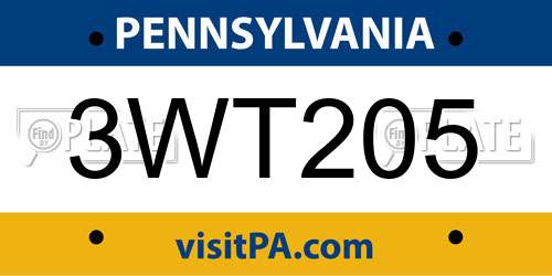 3WT205 Pennsylvania License Plate