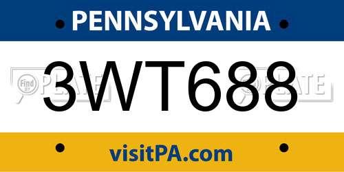 3WT688 Pennsylvania License Plate