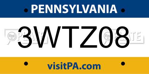 3WTZ08 Pennsylvania License Plate