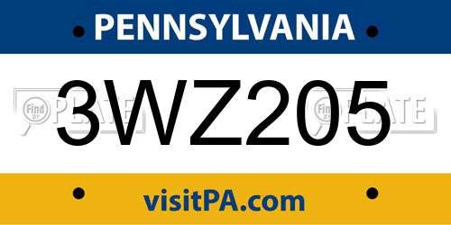3WZ205 Pennsylvania License Plate