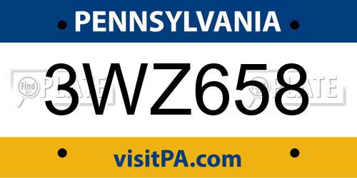 3WZ658 Pennsylvania License Plate