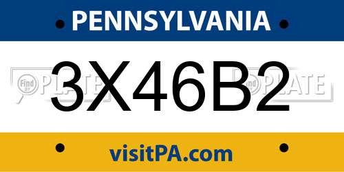 3X46B2 Pennsylvania License Plate
