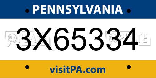 3X65334 Pennsylvania License Plate