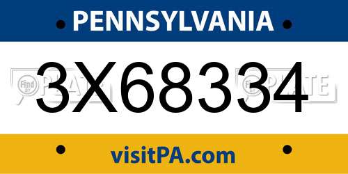 3X68334 Pennsylvania License Plate