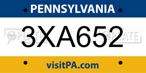 3XA652 Pennsylvania License Plate