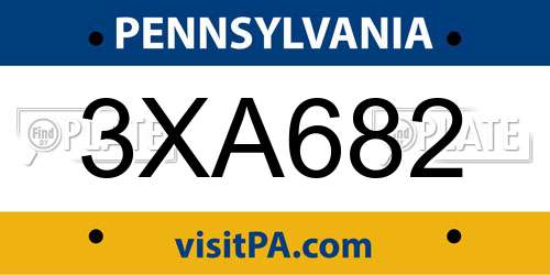 3XA682 Pennsylvania License Plate