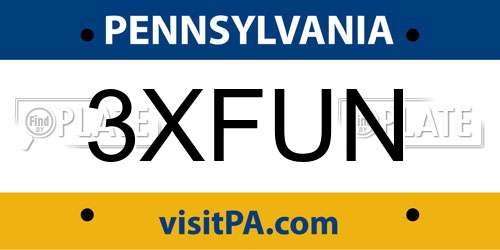 3XFUN Pennsylvania License Plate