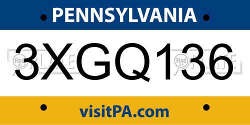 3XGQ136 Pennsylvania License Plate