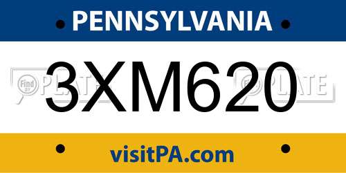3XM620 Pennsylvania License Plate