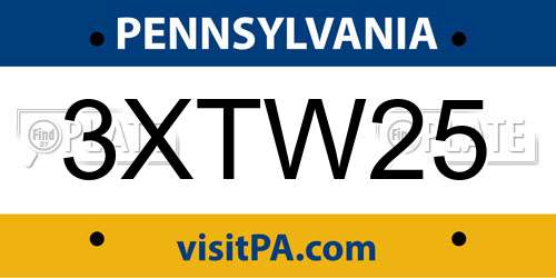 3XTW25 Pennsylvania License Plate