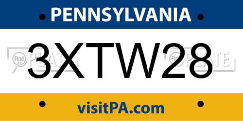 3XTW28 Pennsylvania License Plate