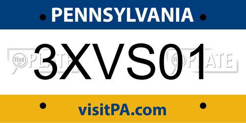 3XVS01 Pennsylvania License Plate