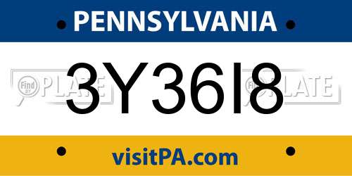 3Y36I8 Pennsylvania License Plate