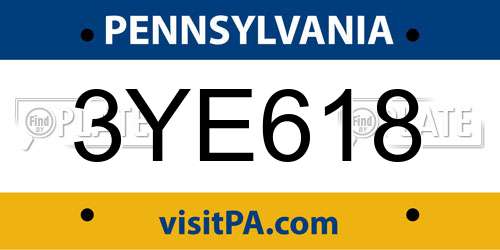 3YE618 Pennsylvania License Plate
