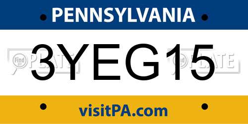 3YEG15 Pennsylvania License Plate
