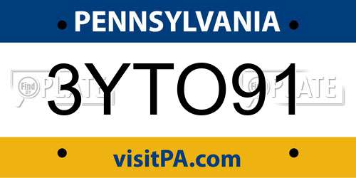 3YTO91 Pennsylvania License Plate