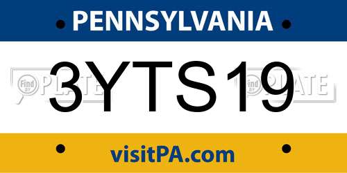 3YTS19 Pennsylvania License Plate