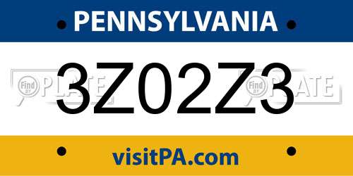 3Z02Z3 Pennsylvania License Plate