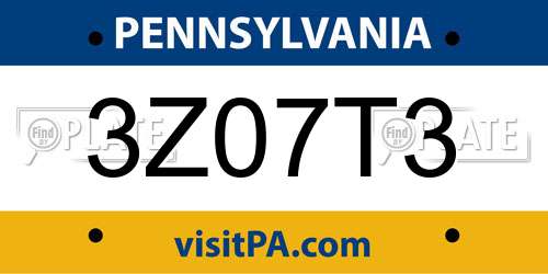 3Z07T3 Pennsylvania License Plate