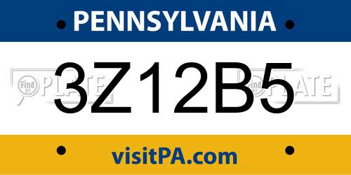 3Z12B5 Pennsylvania License Plate