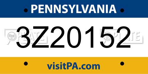 3Z20152 Pennsylvania License Plate
