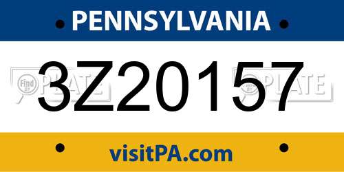 3Z20157 Pennsylvania License Plate