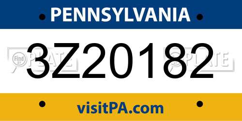 3Z20182 Pennsylvania License Plate