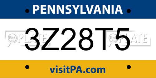 3Z28T5 Pennsylvania License Plate