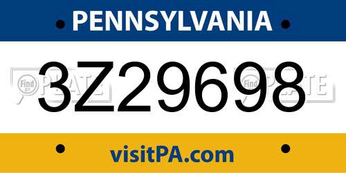 3Z29698 Pennsylvania License Plate