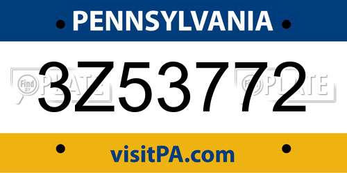 3Z53772 Pennsylvania License Plate