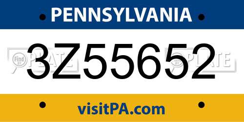 3Z55652 Pennsylvania License Plate