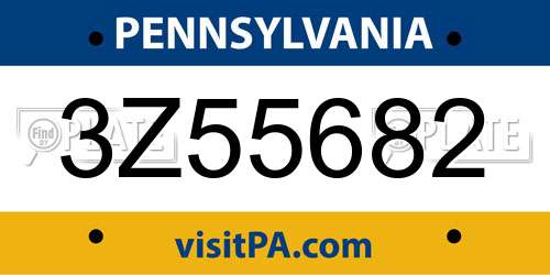 3Z55682 Pennsylvania License Plate