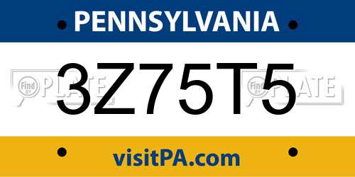 3Z75T5 Pennsylvania License Plate