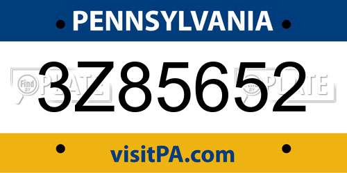 3Z85652 Pennsylvania License Plate