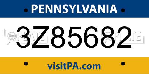 3Z85682 Pennsylvania License Plate
