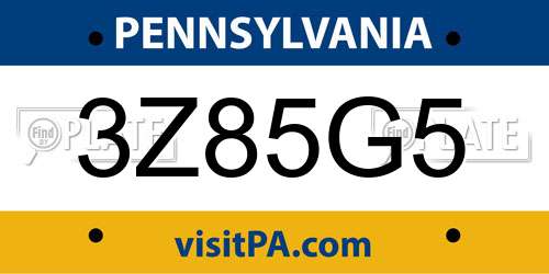 3Z85G5 Pennsylvania License Plate