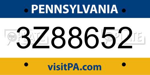 3Z88652 Pennsylvania License Plate