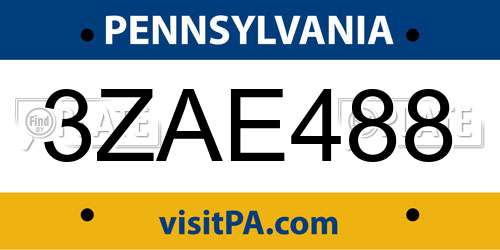 3ZAE488 Pennsylvania License Plate