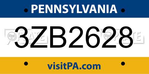 3ZB2628 Pennsylvania License Plate