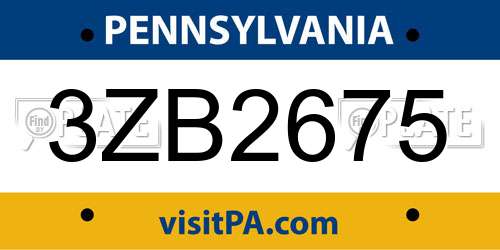 3ZB2675 Pennsylvania License Plate