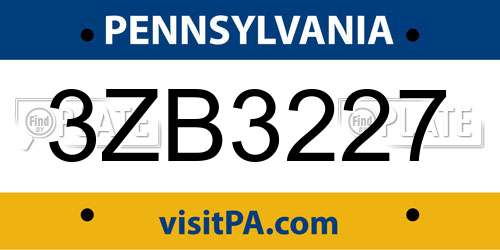 3ZB3227 Pennsylvania License Plate