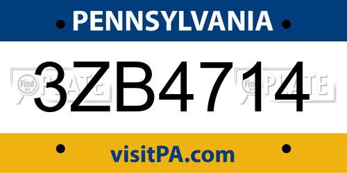 3ZB4714 Pennsylvania License Plate